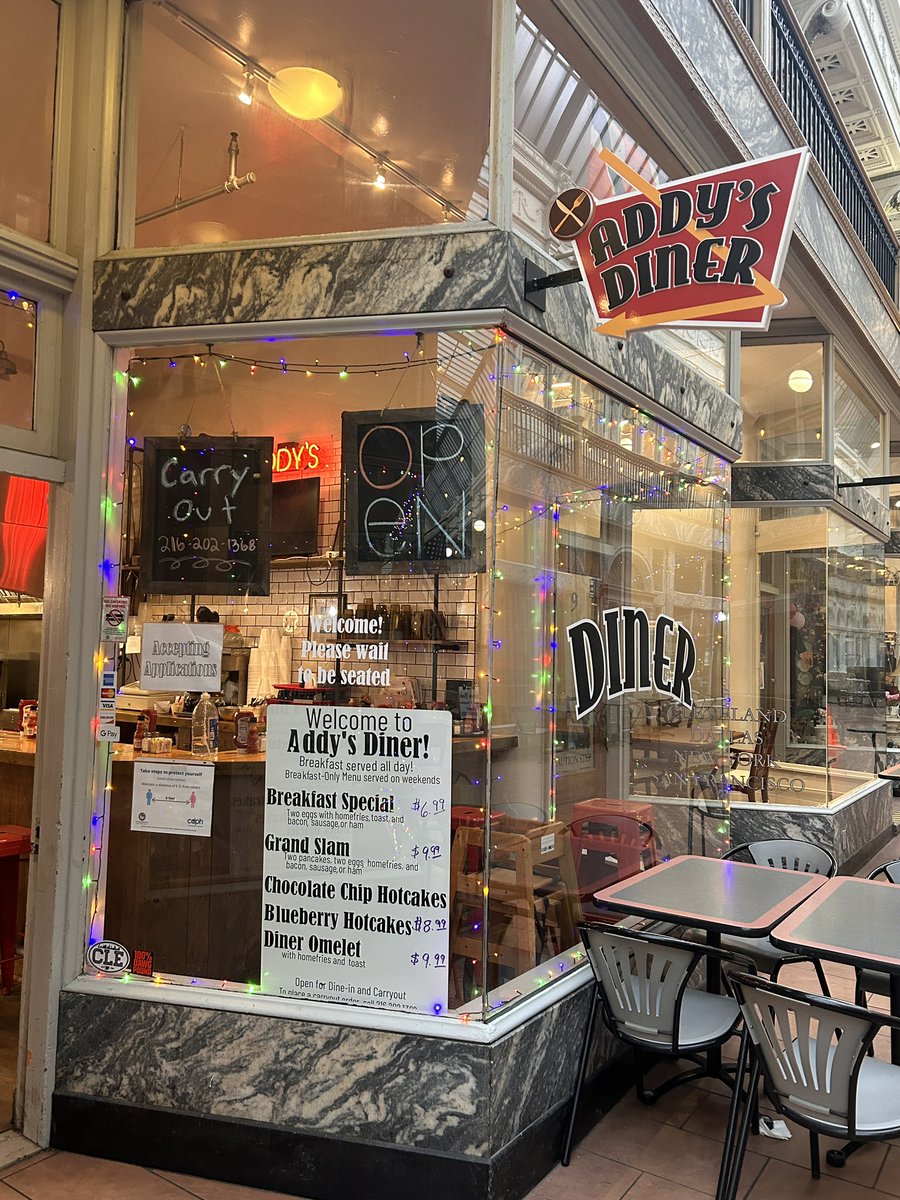eheard's tweet image. #SHAPECleveland @SHAPE_America  Breakfast spot! Addy's Diner on Euclid and 5th Street. 

-Local 
-Traditional breakfast food
-GREAT Price
-10 minute walk from the Hilton
-Awesome people!

Spread the news! It's inside the 5th street arcade building.