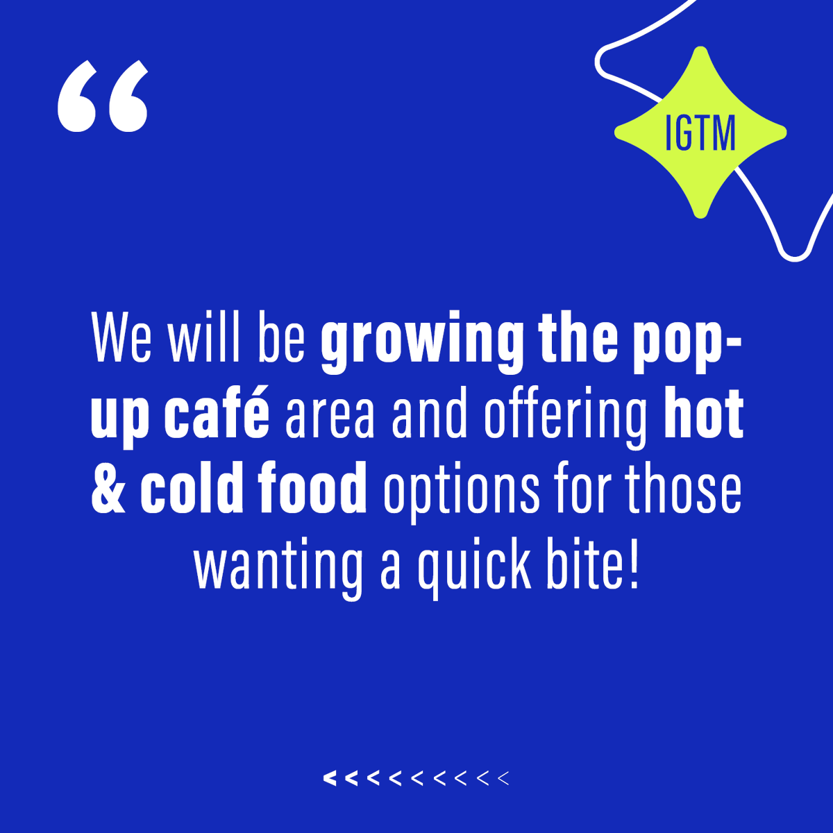 You raved about the free coffee but were disappointed by the lack of catering. That’s why we’ll be growing the pop-up café area to save on the wait times and offering hot & cold food options for those wanting a quick bite! ☕ 🥡 igtmarket.com #GolfTogether