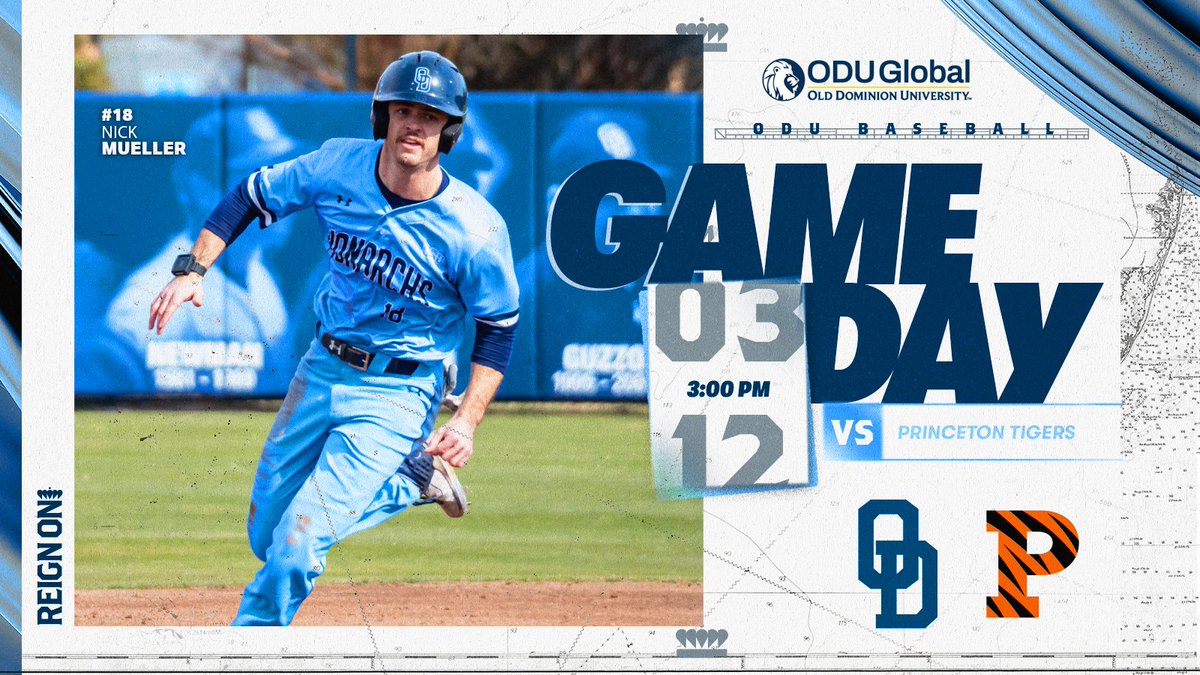 ODUBaseball's tweet photo. It's Game Day in Norfolk!

🆚 | Princeton
⏰ | 3 p.m.
📍 | Norfolk, Va.
📺 | https://t.co/9BNjiMD62y
📊 | https://t.co/ZKwfUOo8en
🎟️ | https://t.co/jcm0jmjb7X

#ODUSports | #ReignOn | #Monarchs https://t.co/Q992EwIYQz