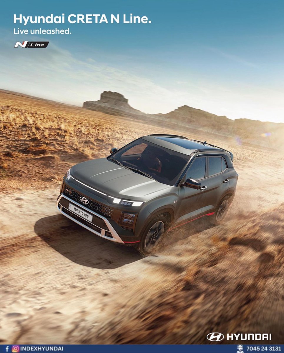 IndexHyundai's tweet photo. Unleash your inner thrill-seeker with the Hyundai CRETA N Line! Designed for those who dare to live unleashed, this powerhouse of a car promises an exhilarating drive every time. Get ready to turn heads with this exhilarating SUV!

#Hyundai #Hyundailndia #HyundaiNLine https://t.co/ufcKTLNP1U