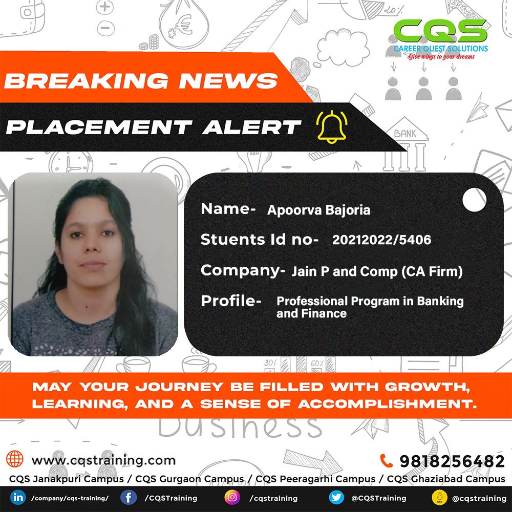 #SuccessStory #JobPlacement #CQSAcademy #BusinessAnalytics #CareerSuccess #NewBeginnings #FinanceEducation #TrainingCourses #SkillBuilding #CorporateTraining #EducationForSuccess #CQSTrainingSolutions #CertificationPrograms #SkillEnhancement