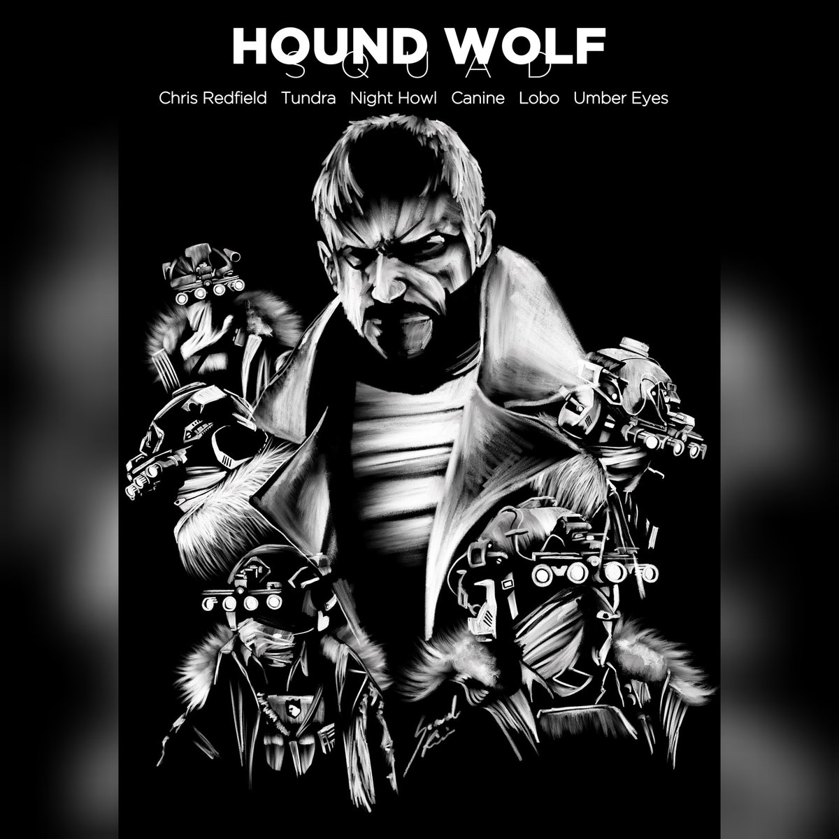 #houndwolfsquad #houndwolf #squad #hound #wolf #chrisredfield #residentevil #residentevilvillage #residentevil8 #village #digitaldrawing #digitalillustration #digital #digitalart #huiontablet #huion #mypaint #blackandwhite #illustration @capcom_official