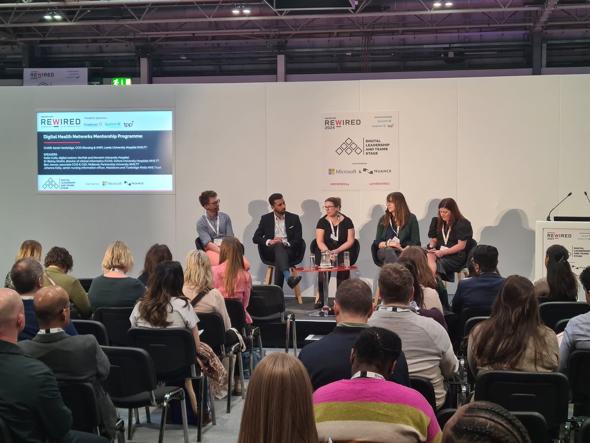 Great to hear <a href="/ktjhowell/">Katie Cutts💙</a> at <a href="/DHRewired/">Digital Health Rewired</a> 2024 talking about her experience of mentoring in her Digital Matron role.  A critical factor in developing a high performing team and building our networks.  Something to think about <a href="/NNUH/">Norfolk and Norwich University Hospitals</a> and beyond.  <a href="/EmilyClairWells/">Emily Wells</a> <a href="/ProsserSnelling/">Ed Prosser-Snelling🏴󠁧󠁢󠁷󠁬󠁳󠁿</a>