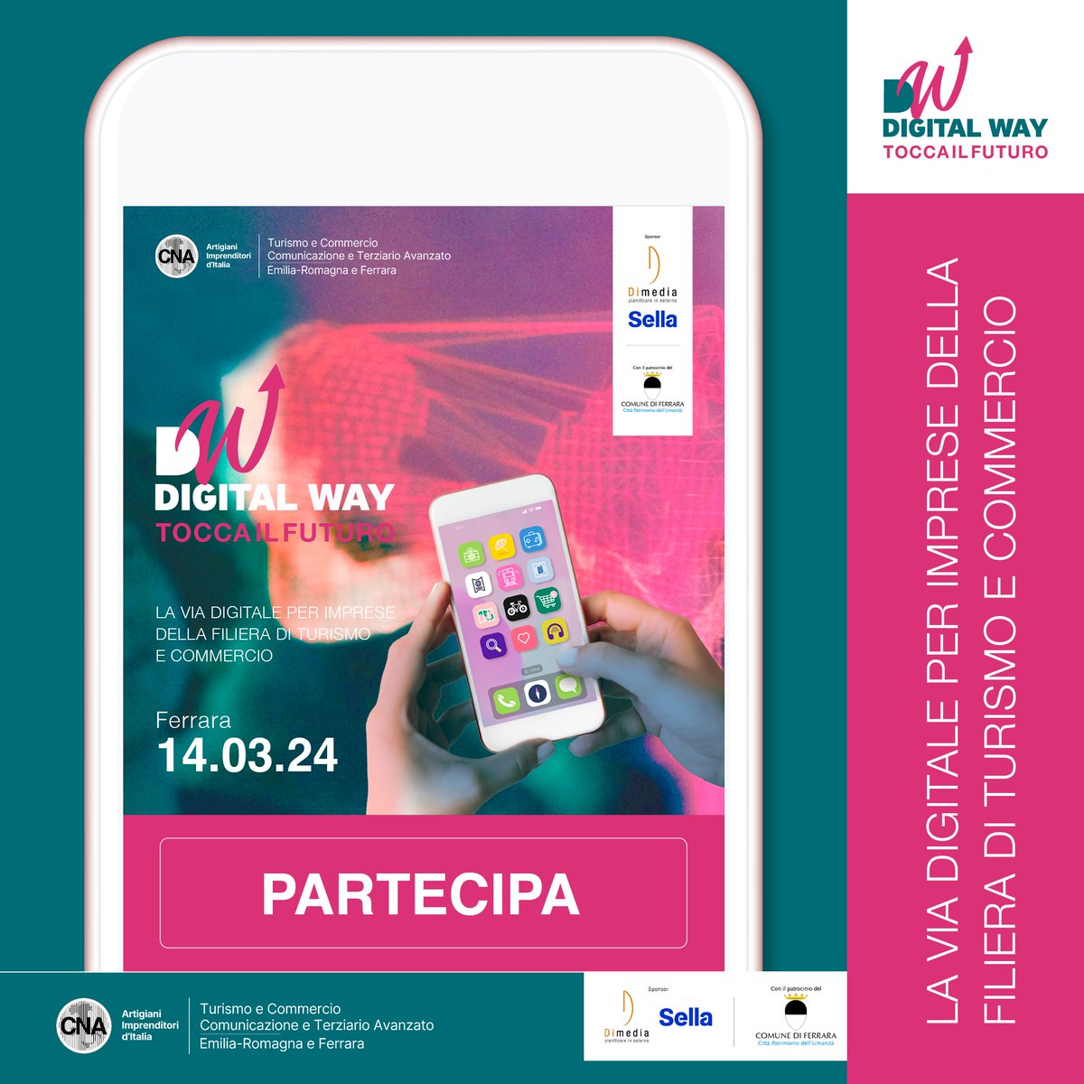 cna_er's tweet image. Tutto pronto per #Digitalway!
𝗖𝗡𝗔 𝗧𝘂𝗿𝗶𝘀𝗺𝗼 𝗲 𝗖𝗼𝗺𝗺𝗲𝗿𝗰𝗶𝗼 𝗲 𝗖𝗼𝗺𝘂𝗻𝗶𝗰𝗮𝘇𝗶𝗼𝗻𝗲 𝗲 𝗧𝗲𝗿𝘇𝗶𝗮𝗿𝗶𝗼 𝗔𝘃𝗮𝗻𝘇𝗮𝘁𝗼, 𝗘𝗺𝗶𝗹𝗶𝗮-𝗥𝗼𝗺𝗮𝗴𝗻𝗮 e 𝗙𝗲𝗿𝗿𝗮𝗿𝗮 offre, giovedì 14 marzo, una giornata formativa sulle nuove   opportunità digitali.

👁‍🗨💬🔗