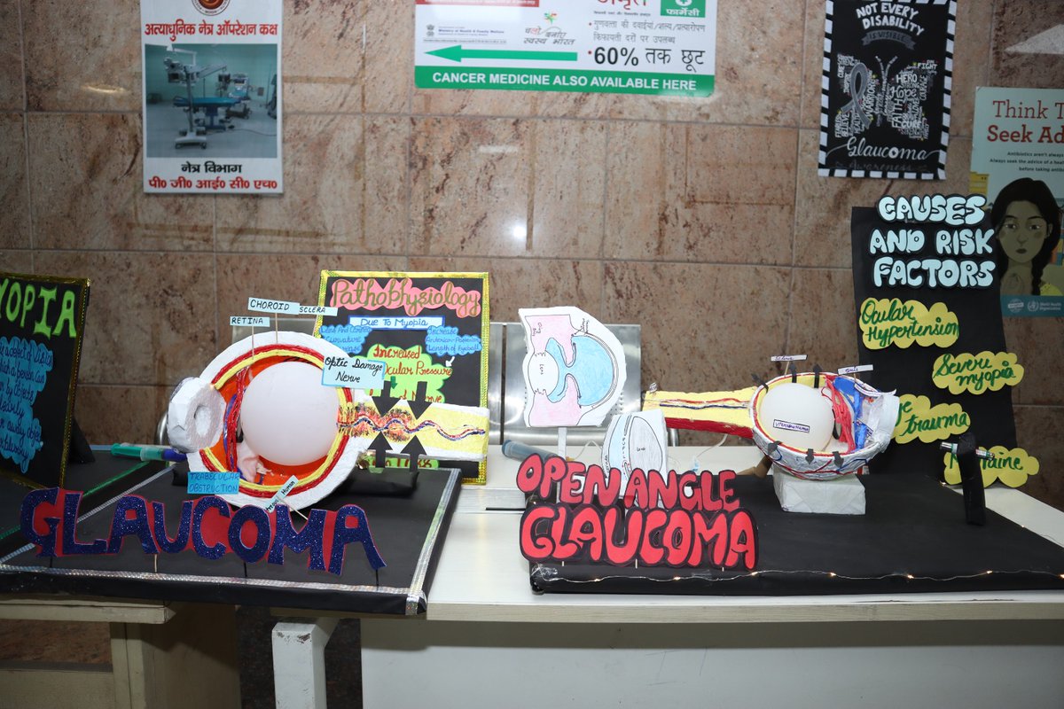 World Glaucoma Awareness Week celebration @ssphpgti @MeUPGovt @GlaucomaWeek # World Glaucoma Week celebration. Spreading public awareness on glaucoma through models and posters.
