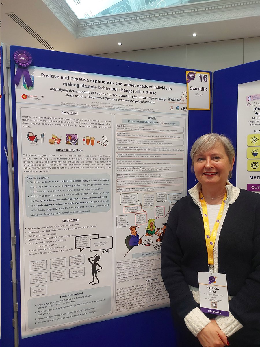 I was delighted my research on healthy lifestyle adoption after stroke won Highly Commended Award @StrokeEurope #lifeafterstroke conference 2024 @iPASTAR_stroke @SPHeREprogramme @OliveLennon1
