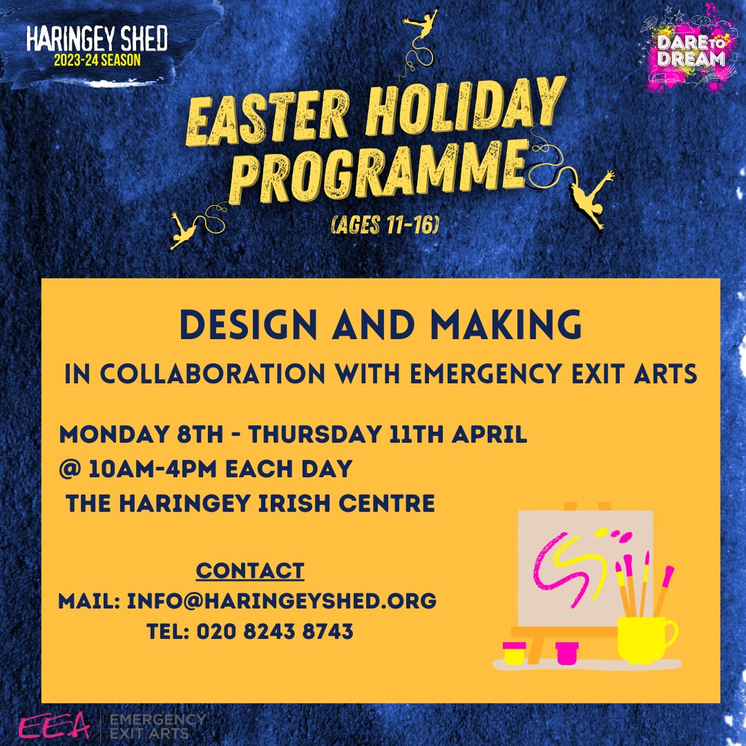 We have two Easter Holiday programmes for young people! 

If you would like to join us then please contact info@haringeyshed.org for more details.