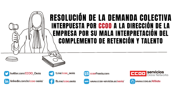 ccoo_oesia's tweet photo. Nos es grato comunicaros que hoy ha sido la vista en la Audiencia Nacional donde la Dirección de la Empresa ha rectificado y se avienen al objeto de la demanda de @ccoo_oesia

Todas las personas, que perfeccionaron trienio en 2023, comprueben sus nóminas.

https://t.co/QUXP1u3OcS https://t.co/Zgda5Gkv1V