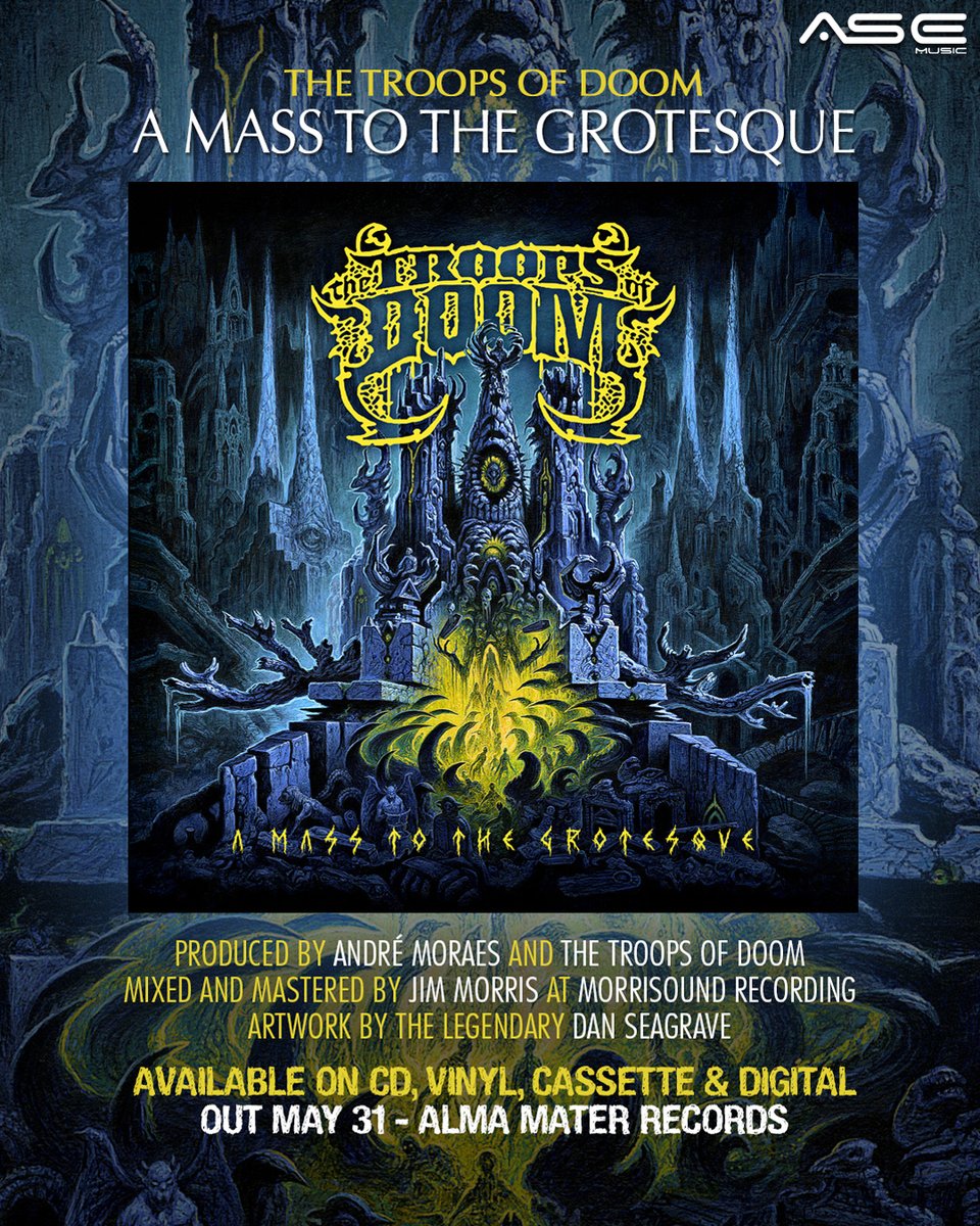 ASEpressmusic's tweet photo. The Troops of Doom: programado para maio, novo álbum tem arte de capa de Dan Seagrave; confira as infos em https://t.co/KECq0JTri1

#thetroopsofdoom #asemusic #asepress #almamater #danseagrave #amasstothegrotesque https://t.co/ekpWt6dTcR