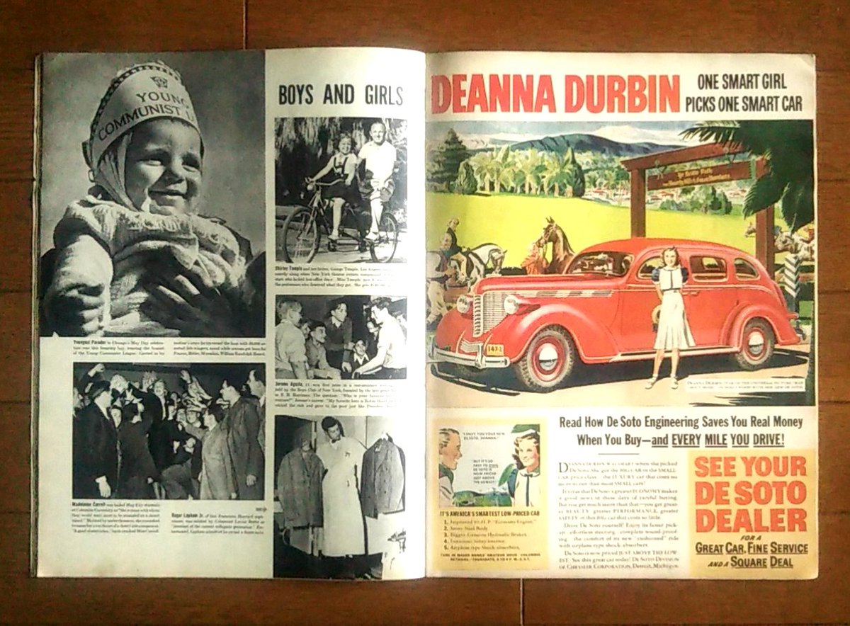coffeepurin's tweet photo. 1938年と1939年のLIFEマガジンと1950年代のモダンスクリーンを購入しました🇺🇸
いずれもアメリカのヴィンテージ雑誌です🤗
ヤケや紙のボロ具合が素敵です❤️
お気に入りのページをパシャリ📸
#LIFE
#ライフマガジン
#ModernScreen
#モダンスクリーン
#ヴィンテージ
#アメリカ雑誌
#映画スター
#紙もの https://t.co/6J1BUGdza9