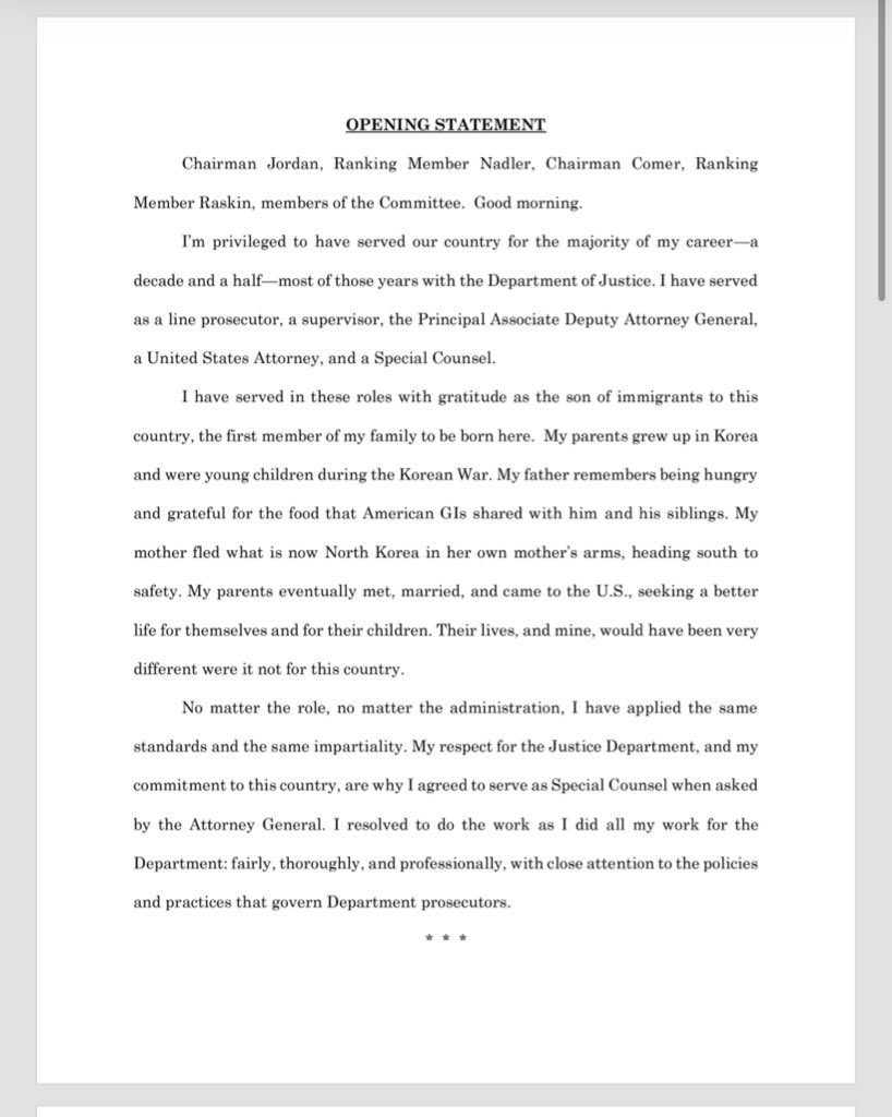 bennyjohnson's tweet photo. 🚨 BREAKING: Special Counsel Robert Hur opening statement: “My team and I conducted a thorough, independent investigation. We identified evidence that the President willfully retained classified materials after the end of his vice presidency, when he was a private citizen” https://t.co/Ht4Rjstbpq