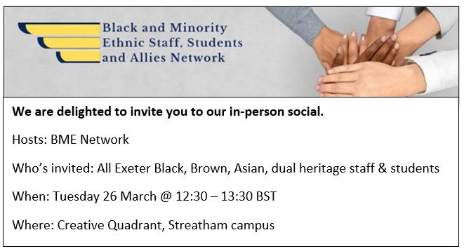 📢Streatham campus - In person social - 26 March @ 12.30 BST. Fancy joining us for some games and a chat. To join the network sign up via our webpage exeter.ac.uk/departments/in…