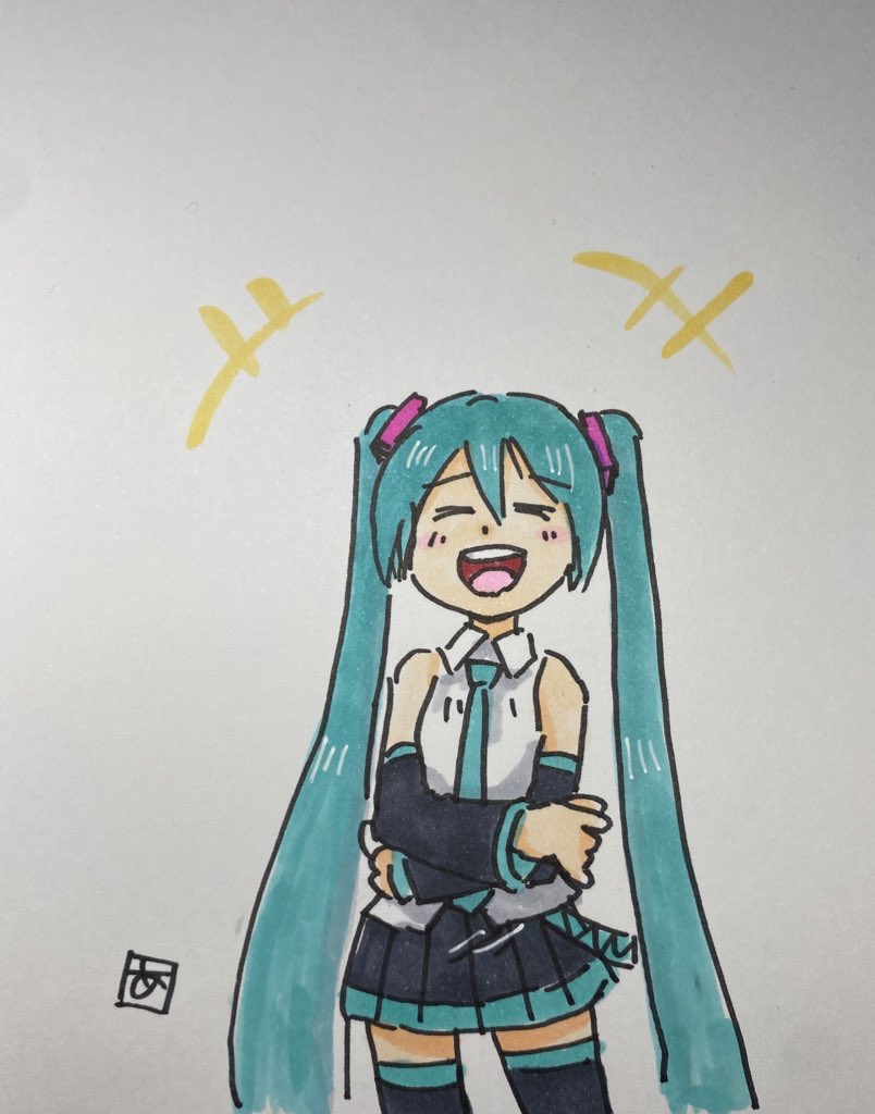 初音ミク 「フェスまで忙しすぎて笑う 」|あらがいのイラスト