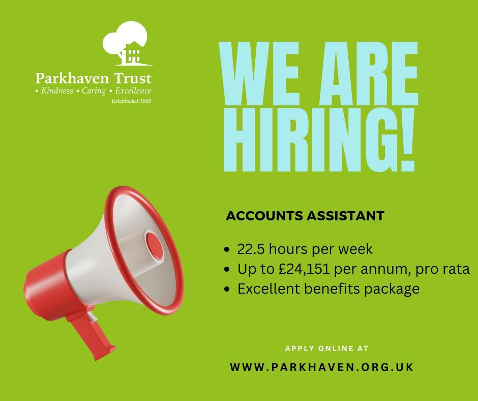 ⭐ Exciting opportunity to join an amazing team - We are looking for an ACCOUNTS ASSISTANT to work with us at Parkhaven Trust, excellent salary, benefits & job satisfaction. FIND OUT MORE: buff.ly/48psKbu MUST CLOSE: 13th March Don't delay! #ProudToBeParkhaven #charity
