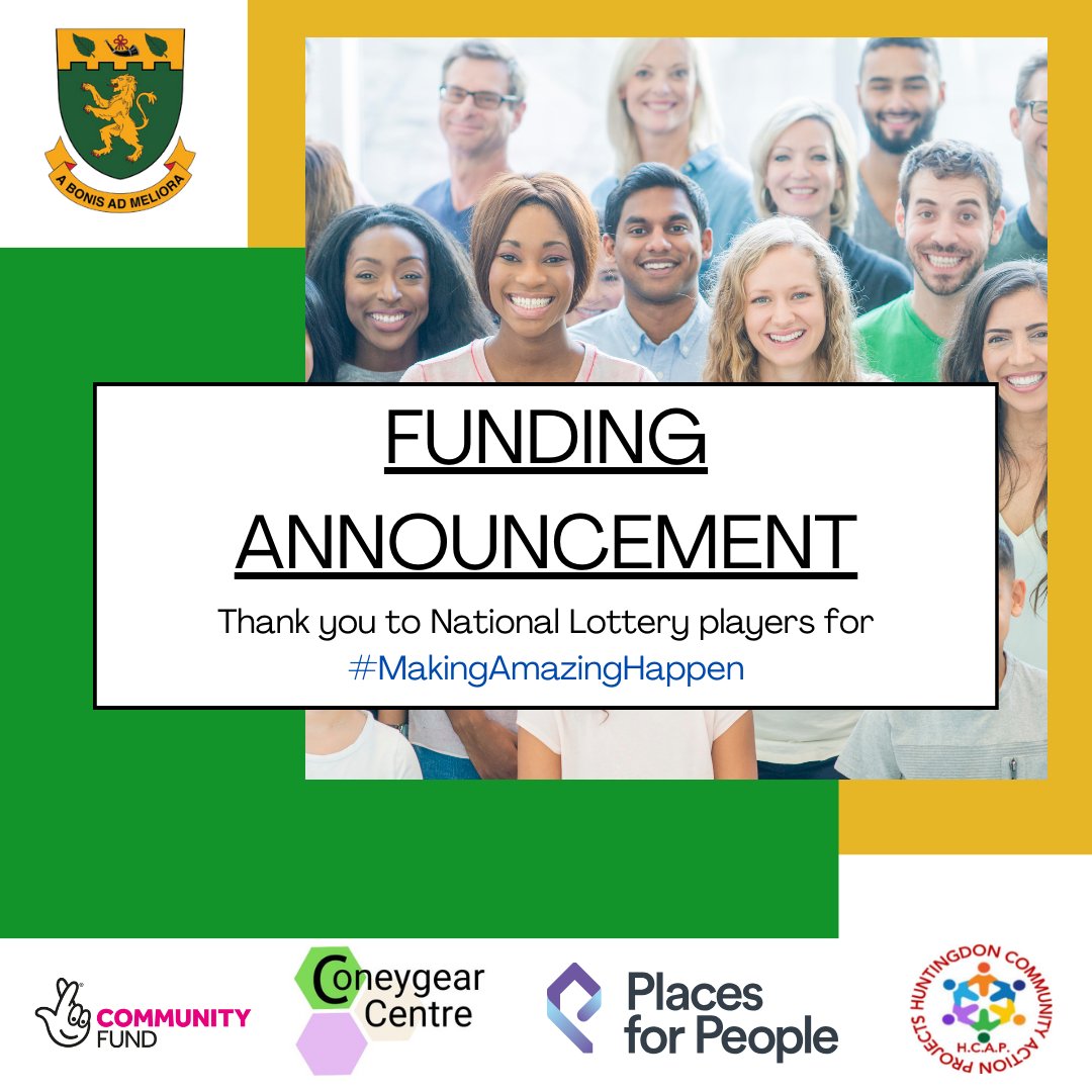 We are delighted to share that we have received #NationalLottery funding from @TNLComFund for our Coneygear Centre project working with Huntingdon Community Action Projects & @placesforpeople

More details soon!  Thanks to National Lottery players for helping #MakeAmazingHappen