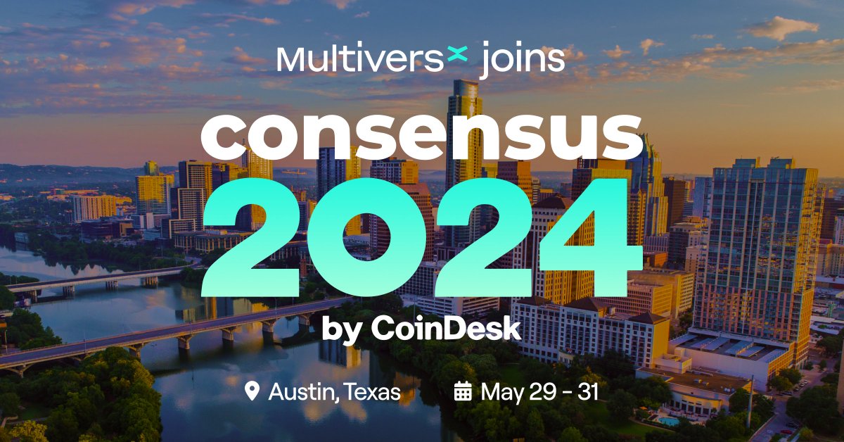 MultiversX's tweet photo. The entire industry will be gathering in Austin for @consensus2024 🇺🇸

9 stages. 15K participants from 130 countries. 150 speakers. &amp; #MultiversX as sponsor.

Discover the tech, teams building on it and the vibrant community at our booth and side event.

🎟️https://t.co/48MCyYjpR4 https://t.co/qBJof0egGk
