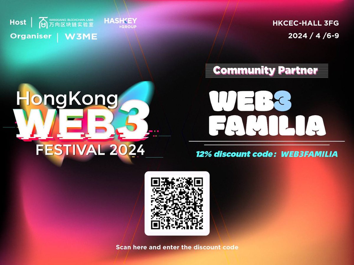 Familia! In April we will be landing at the Hong Kong Web3 Festival 2024  and have an Exclusive Ticket Discount. 🇭🇰 @festival_web3 , a premier  global Web3 gathering, co-hosted by Wanxiang Blockchain