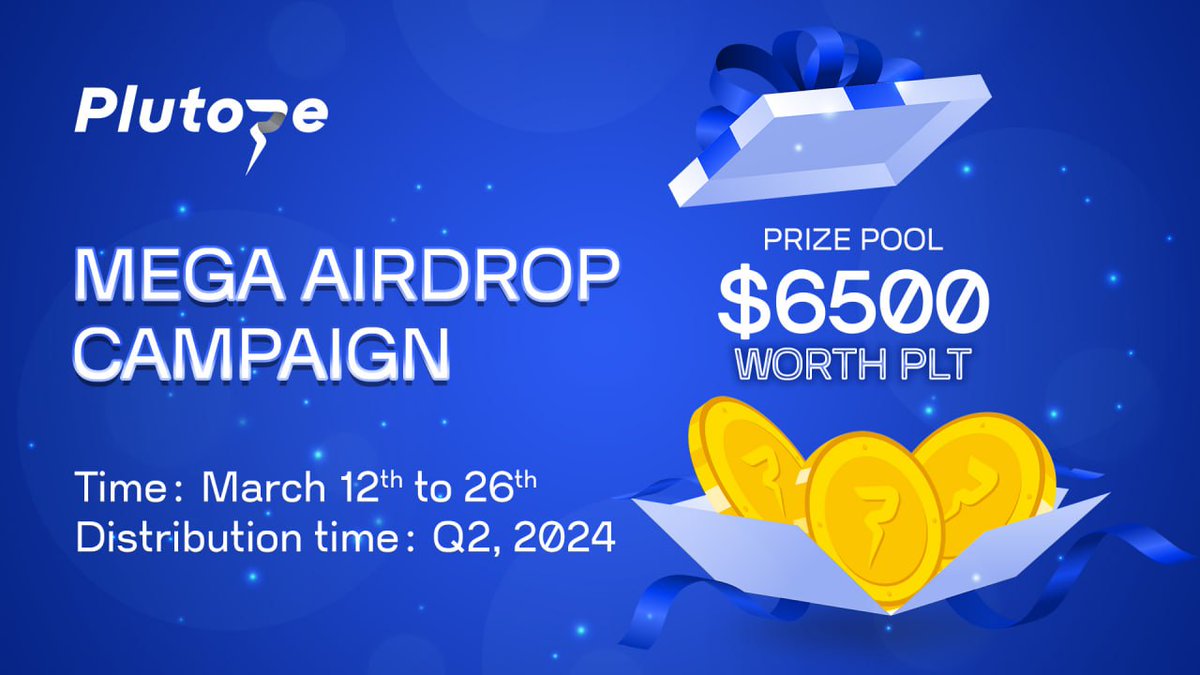Hey Plutopians 😍🚀 💵Our Airdrop Is Live! Participate in our #Airdrop and earn $5 in PLT tokens Airdrop: t.me/PlutopeAirdrop… Airdrop rewards will be distributed to your wallet address around Q2, 2024 and 1000 lucky random (1000 winners in total) participants will be