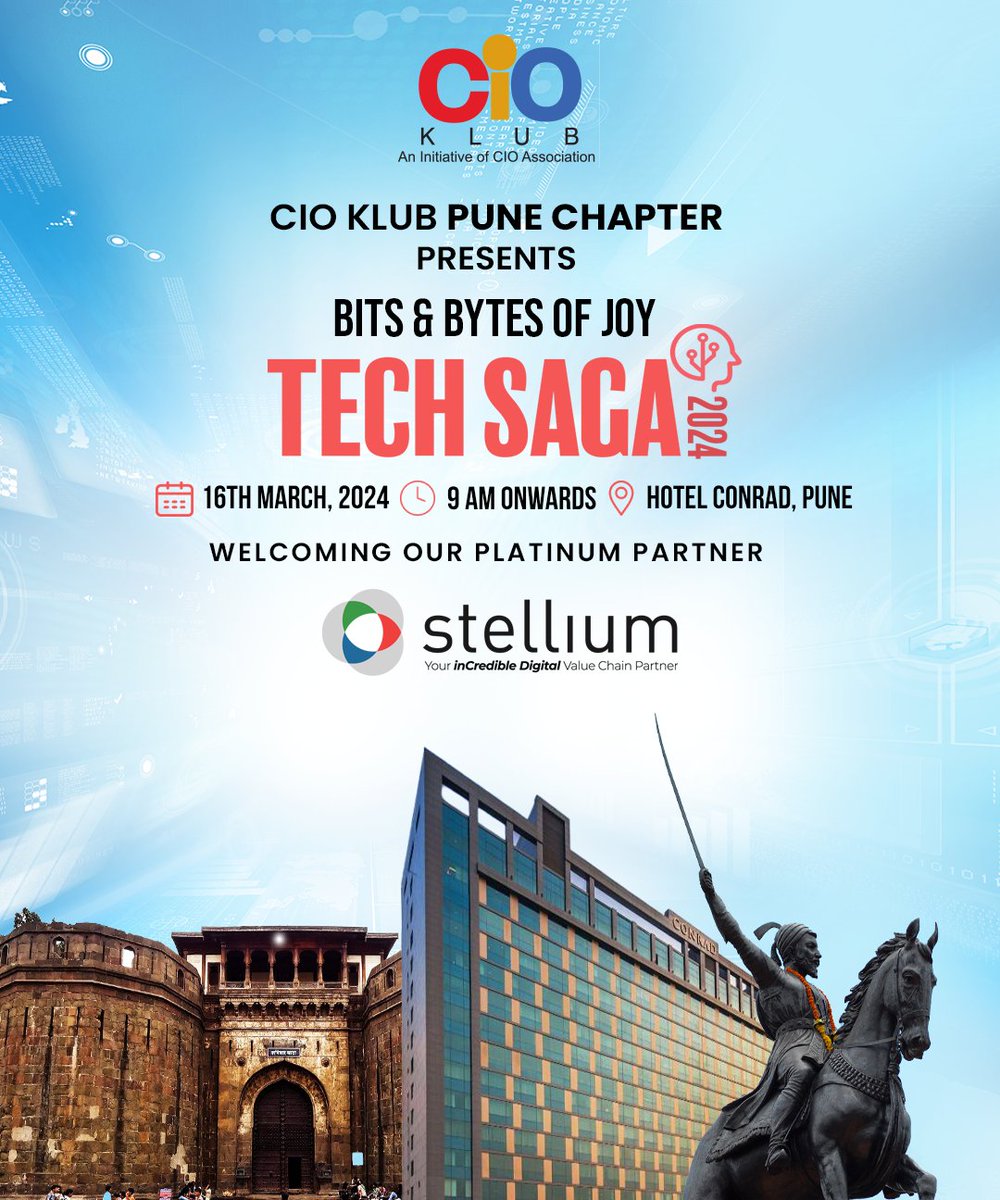 CIOAssociation's tweet image. Witness the synthesis of technology and innovation with Stellium, the Platinum Partner for Tech Saga 2024, "Bits &amp;amp; Bytes of Joy," presented by CIO Klub Pune Chapter. Follow closely for a cascade of updates defining your tech journey!

#CIOKlub #PuneChapter #TechSaga2024 #Stellium