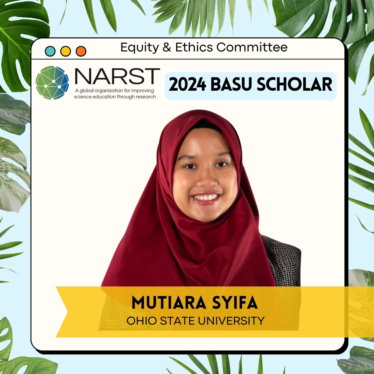 NARST (@narstorg) on Twitter photo Congratulations to Mutiara Syifa @mutiasyif of <a href="/OSUehe/">Ohio State Education and Human Ecology</a>, one of our 2024-2025 NARST Sreyashi Jhumki Basu Scholars!
This honor recognizes scholars’ important contributions toward more equitable STEM teaching and learning. #NARST24 #STEMEducation Congratulations to Mutiara Syifa @mutiasyif of <a href="/OSUehe/">Ohio State Education and Human Ecology</a>, one of our 2024-2025 NARST Sreyashi Jhumki Basu Scholars!
This honor recognizes scholars’ important contributions toward more equitable STEM teaching and learning. #NARST24 #STEMEducation