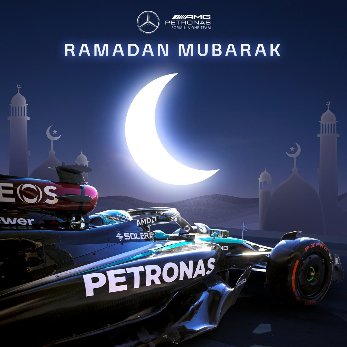AuRupteur's tweet image. Les #F1Posters du Ramadan, avec Mercedes et Aston Martin.