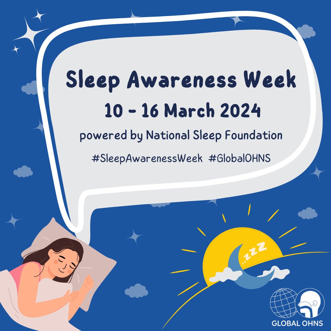 Embrace rejuvenating nights and energized days! ✨ Join us in celebrating Sleep Awareness Week from March 10 to 16, 2024! Let's prioritize healthy sleep habits for a better tomorrow. ⛅️🌕🌅 #SleepAwarenessWeek #GlobalOHNS