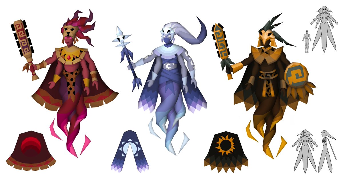 Here's a closer look at the designs for the new demi-bosses, releasing with Varlamore next week! 😄 Each one is based on a different moon phenomenon - which one is your favourite? 🌚