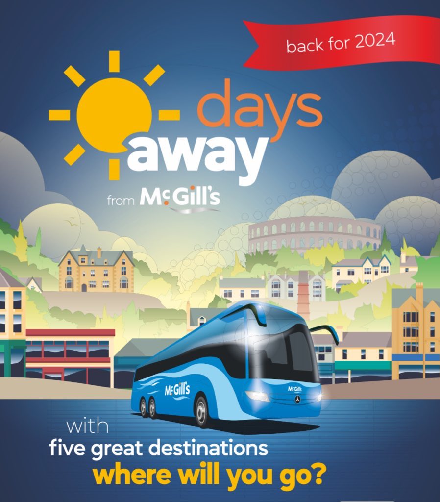 🌞Back for 2024 - it’s our McGill’s #DaysAway programme! 🚌Great trips away by coach for all the family - with 5 great destinations to choose from and plenty of local pick-ups too. Book your trip here: mcgillsbuses.co.uk/DaysAway2024