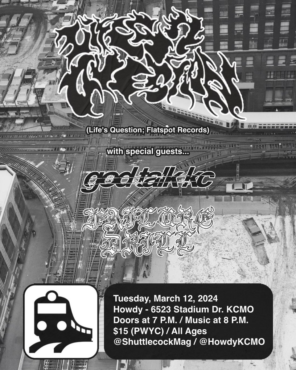 Tonight at Howdy, don’t think of missing Life’s Question (Philly-via-Chicago; Flatspot Records) with God Talk and Failure Drill. Music at 8pm. $15 (PWYC). All ages.