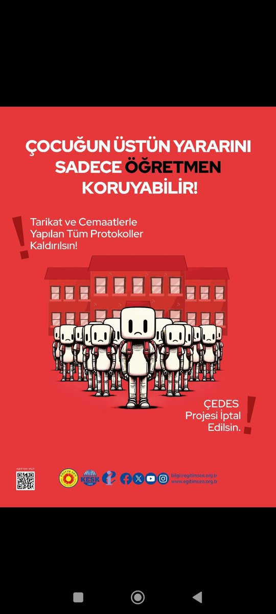 Eğitimde tarikatlaşmanın bedelini ağır ödedik. Laik bir eğitim sistemi için okullarımızda ÇEDES istemiyoruz. Dersi derste öğretmen verir.