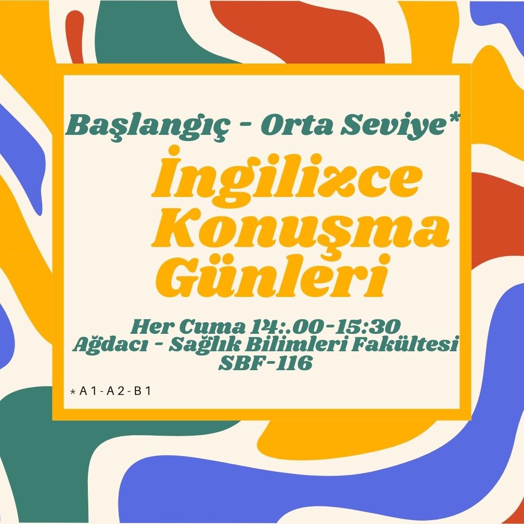 Yabancı Diller Yüksekokulumuz, İngilizce dil becerilerimizi geliştirmek ve pratik yapmak için keyifli bir etkinliğe ev sahipliği yapacak: Başlangıç-Orta Seviye İngilizce Konuşma Günleri! @baruedutr @PDB_BARU @BurcuSntrk_ @uzun_orhan @Bartinuni_ISO @BrtnUniErasmus @tomerbartin