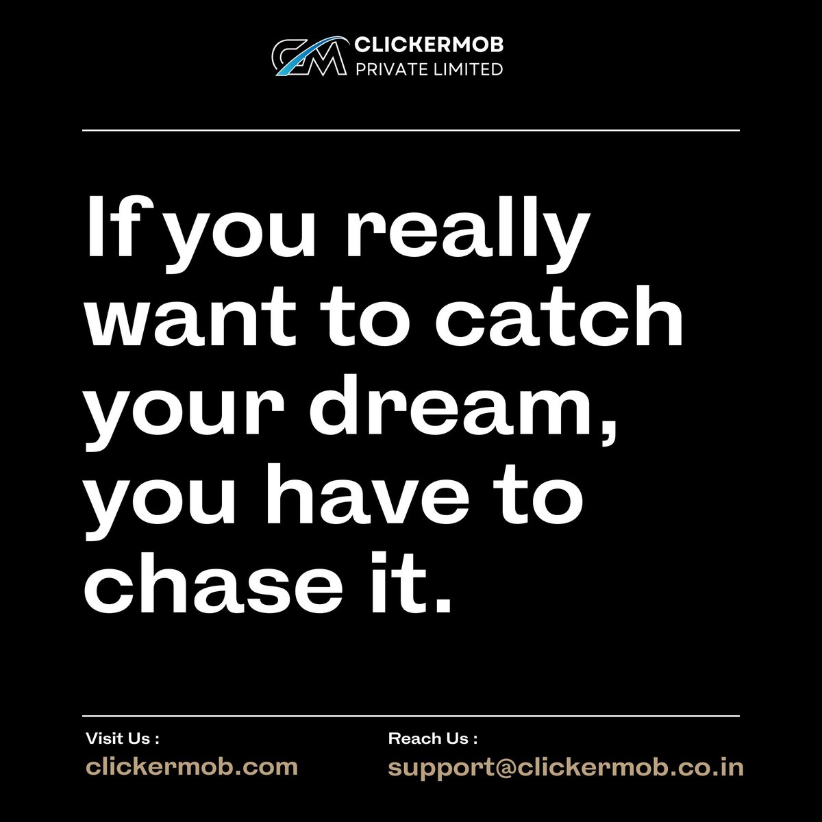 clickermob's tweet image. If you really want to reach your dream, you have to chase it.
.
website: clickermob.com
.
#clickermob #DreamChaser #GoGetter #HardWorkPaysOff #goalgetter #nevergiveup #ambition #SuccessMindset  #hustlehard