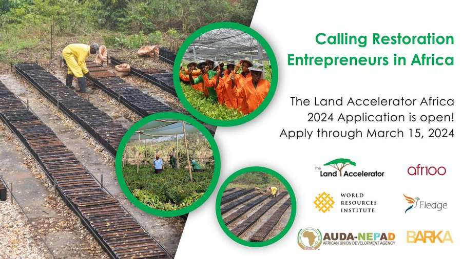 🌍 Calling all African entrepreneurs! Passionate about restoring land and making a positive impact? The #LandAccelerator is your ticket to mentorship and training! Don't miss this opportunity—apply by March 15th for a chance to elevate your impact. Apply here: