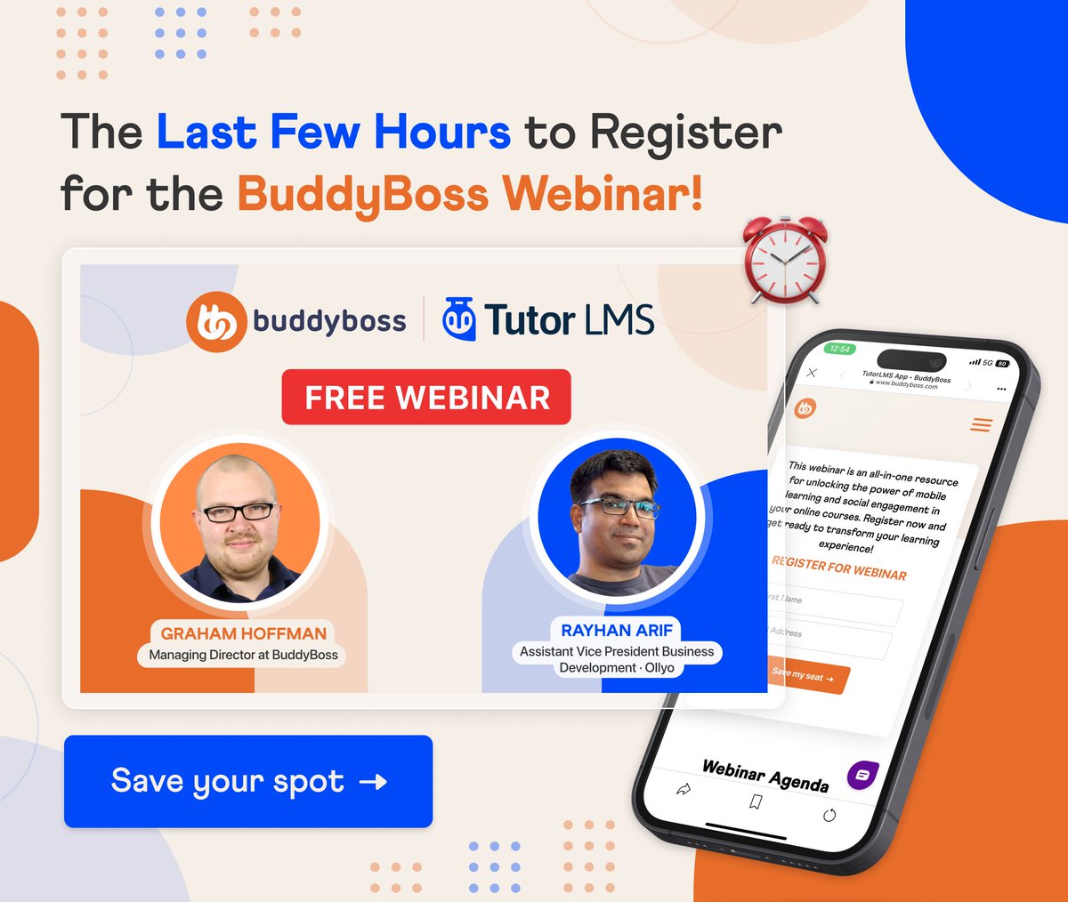 ⏰ Just a few hours left to secure your spot in our transformative FREE Webinar! Elevate your digital courses to new heights by launching your mobile app with the help of BuddyBoss and Tutor LMS. Register now! 👉 buddyboss.com/tutorlms-app/ #BuddyBoss #TutorLMS