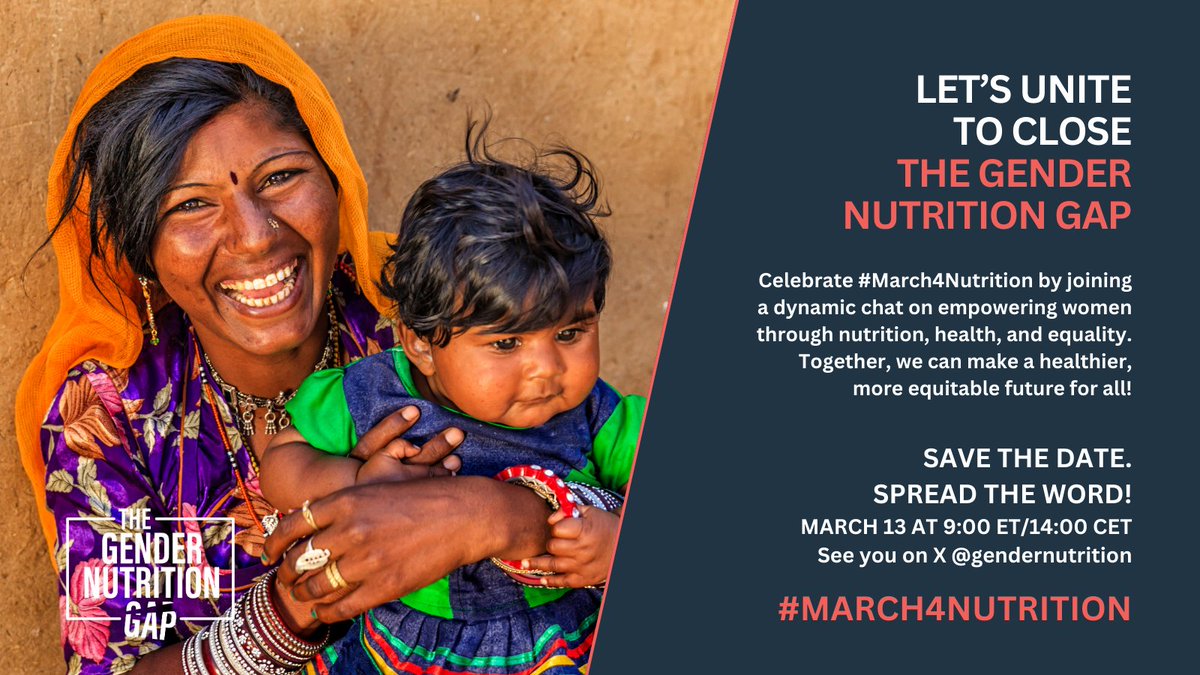 Gendernutrition's tweet photo. Set your reminders! Tomorrow, we're hosting the #March4Nutrition chat, discussing the empowerment of women through nutrition, health, and equality. Let's amplify our collective voice and take action to close the #GenderNutritionGap!

Details: https://t.co/NtzXe7ikRs https://t.co/4tQvuXbWFn