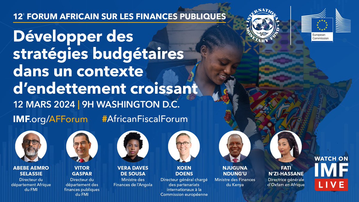 🔴 MAINTENANT: 12ème Forum africain sur les finances publiques : Élaborer des stratégies budgétaires dans un contexte d’endettement croissant. Organisé par le Directeur du Département Afrique du FMI, Abebe Aemro Selassie. REGARDEZ EN DIRECT SUR imf.org/fr/News/Semina…