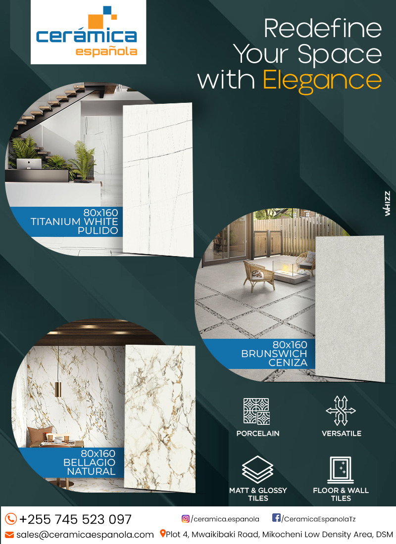 WhizzTanzania's tweet image. Upgrade your home effortlessly with this 80x160 #tilecollection! 🏡 The #porcelaintiles blend style and durability seamlessly, boasting versatile charm with a matt and glossy finish. Ideal for modern aesthetics, visit #CerámicaEspañola to transform your space. 📱+255 745 523 097