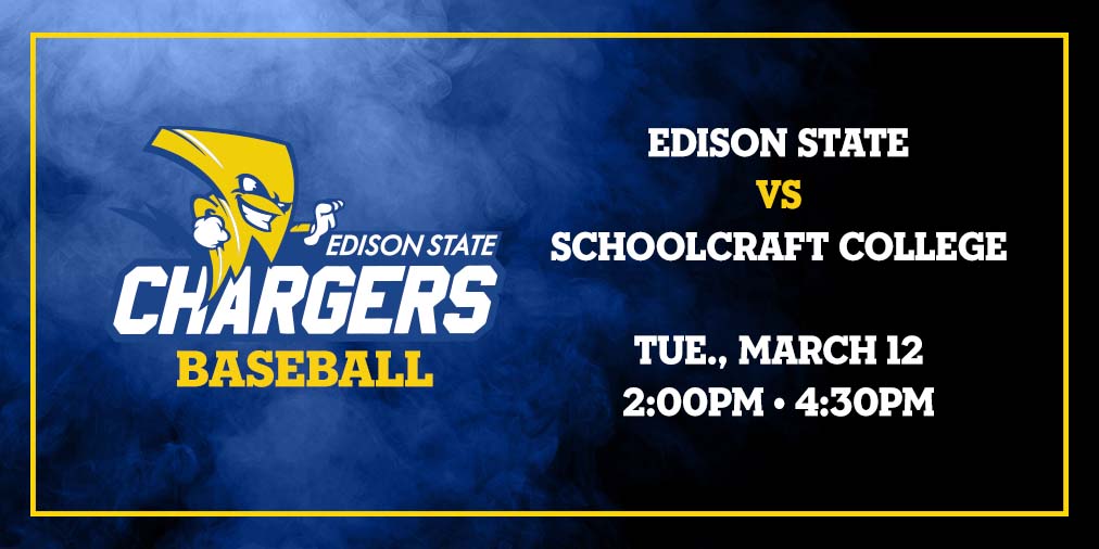 The baseball team is hosting Schoolcraft College today. Let’s go, Chargers! ⚡⚾