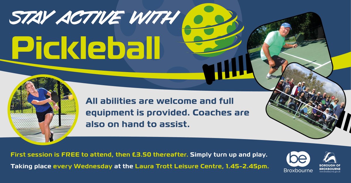 LauraTrottLC's tweet image. Stay active with Pickleball at the Laura Trott Leisure Centre 🏓

First session is free and only £3.50 per session thereafter. 

Every Wednesday from 1.45pm to 2.45pm