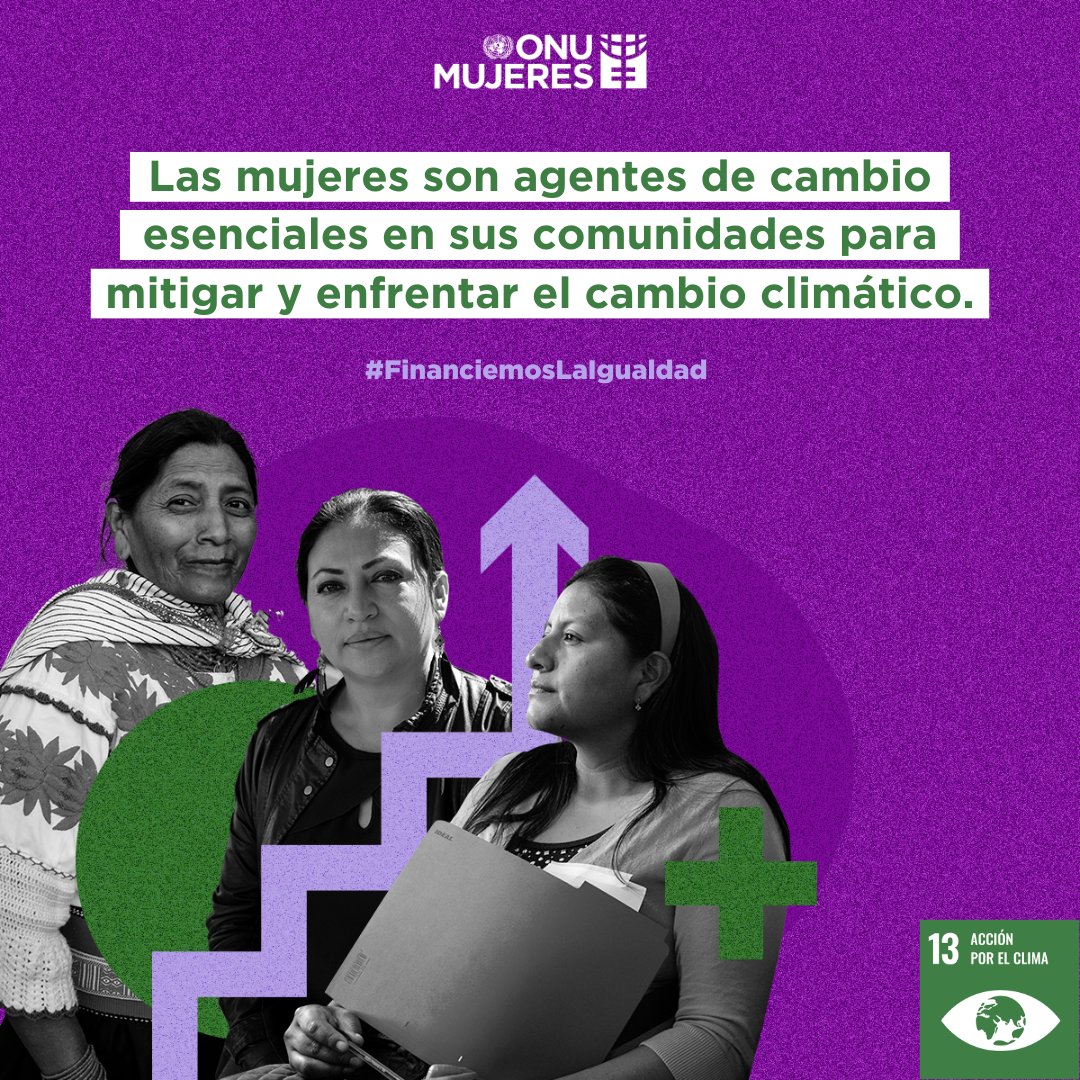 🤲🌿 Las mujeres contribuyen a la protección ambiental, la gestión sostenible de los recursos, las prácticas de economía circular, la reducción de la contaminación, la reducción y gestión del riesgo de desastres.​ #FinanciemosLaIgualdad