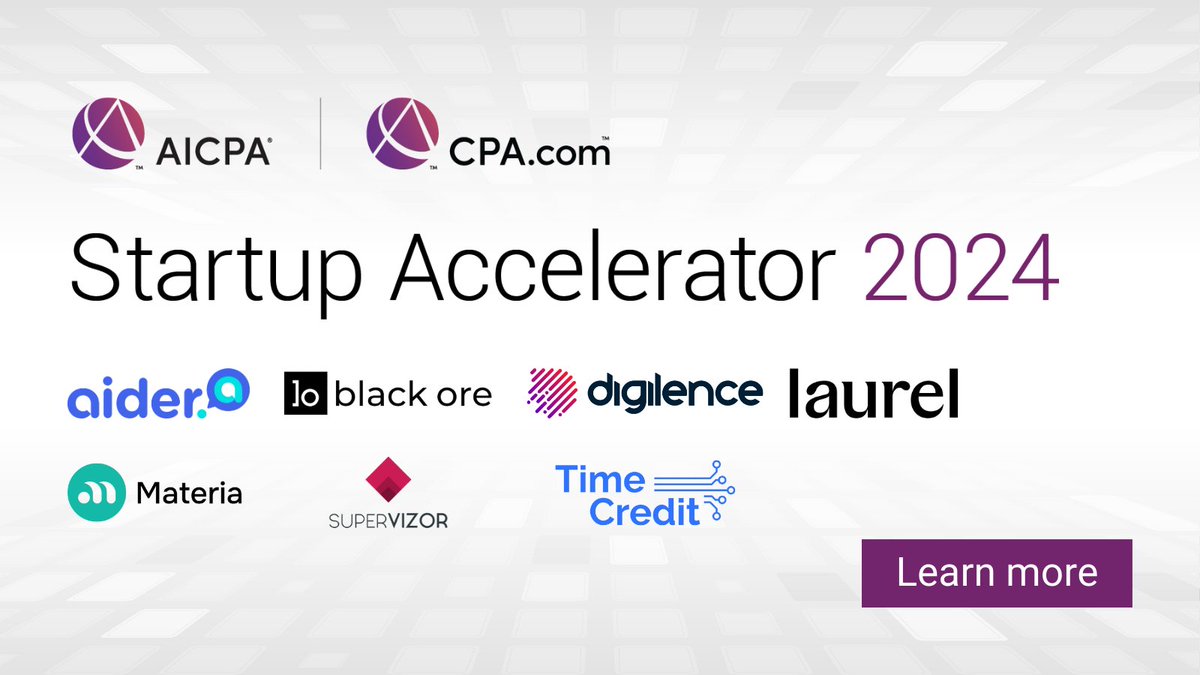 CPAcom's tweet photo. We're excited to announce the seven companies comprising the @AICPA and @CPAcom 2024 Startup Accelerator Cohort. Each is leveraging #AI to create efficiencies and drive value for the profession. 
🔗See more details. https://t.co/UPhrCD8ba6 

#StartupAccelerator24 https://t.co/aBNhzEYPBl