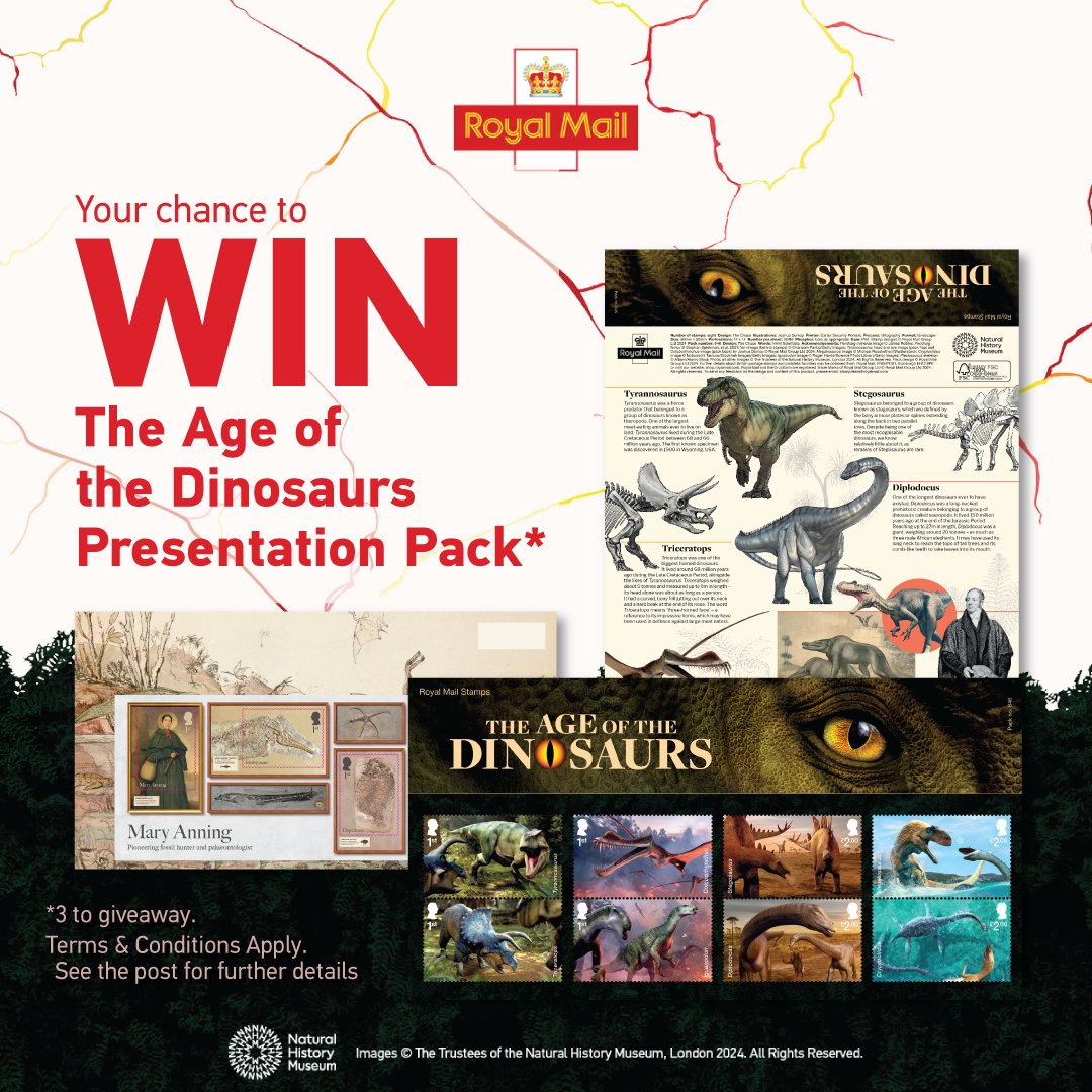 Here's your chance to win The Age of the Dinosaurs Presentation Pack! Q. Was Diplodocus a carnivore or herbivore? To enter, like+RT+reply with the correct answer by 11:59pm on 17 March 2024 18+ UK only. Ts & Cs: ms.spr.ly/6019cTknW #win #PrizeDraw #Competition