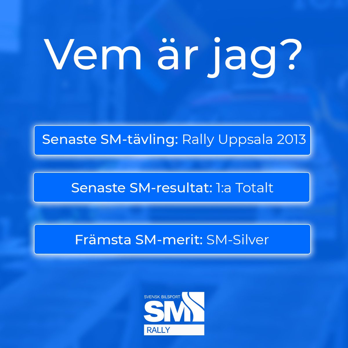 Kan du gissa vem SM-föraren är? 🤔

#RallySM #SvenskBilsport