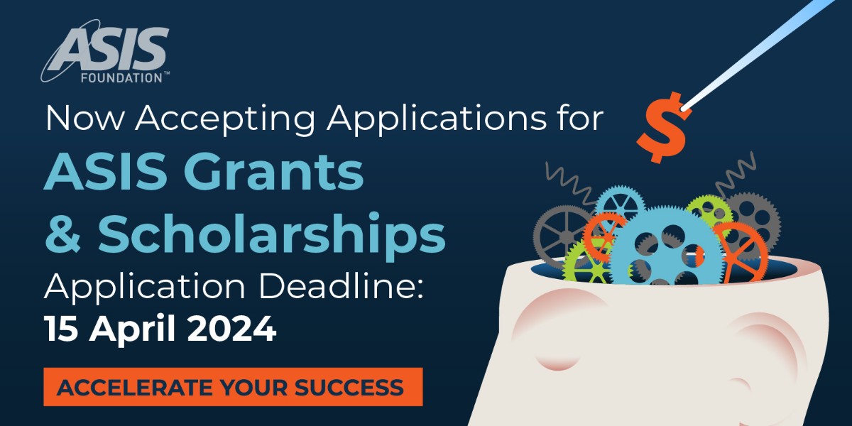 ASIS_Intl's tweet photo. The ASIS Foundation offers a broad range of #scholarships and grants for those seeking professional #certification and higher education—with options for consideration depending on your unique situation. Learn more and apply today! https://t.co/lq0PSx1oGc #ASIS #ASISFoundation https://t.co/uHvO4WpUSn
