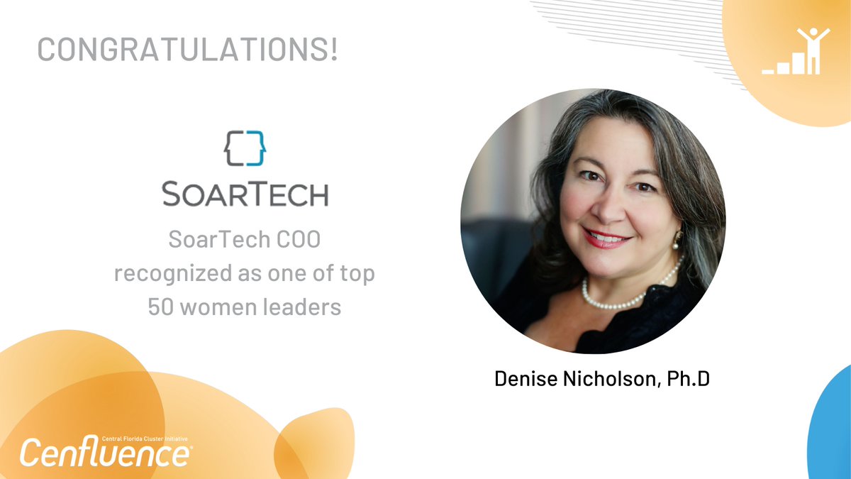 Let's celebrate Dr. Denise Nicholson for being recognized by Women We Admire as one of the Top 50 Women Leaders of Orlando for 2024!🎉

See the article below:
soartech.com/soartech-coo-r…

#WomansHistoryMonth #ClusterMember #Cenfluence #SoarTech #LearningSciences #HumanPerformance