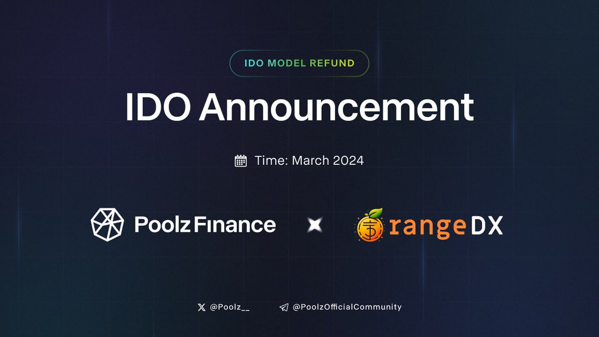 Poolz__'s tweet photo. The @OrangDx_BRC20 IDO will launch on Poolz Finance - March 22th!

The 1st Gen #Bitcoin DEFI Hub, the Fresh Route to BRC20 ecosystem. A Bitcoin Protocol Platform to trade, bridge, launch, earn, borrow and lend.

IDO Model: Refund (24H)
Listing: CEX confirmed, TBA

TGE MC: $2.3M
IDO Vesting: 100% TGE 🔥

Lock +250 $POOLX for guaranteed allocation
                                                                                                                                                                                                                                                                                                                                                                                                                                                                                                                                                       Join IDO: https://t.co/ICtZA82Vjp

#POOLX #OrangeDX #O4DX #BTC #Bitcoin #BRC20