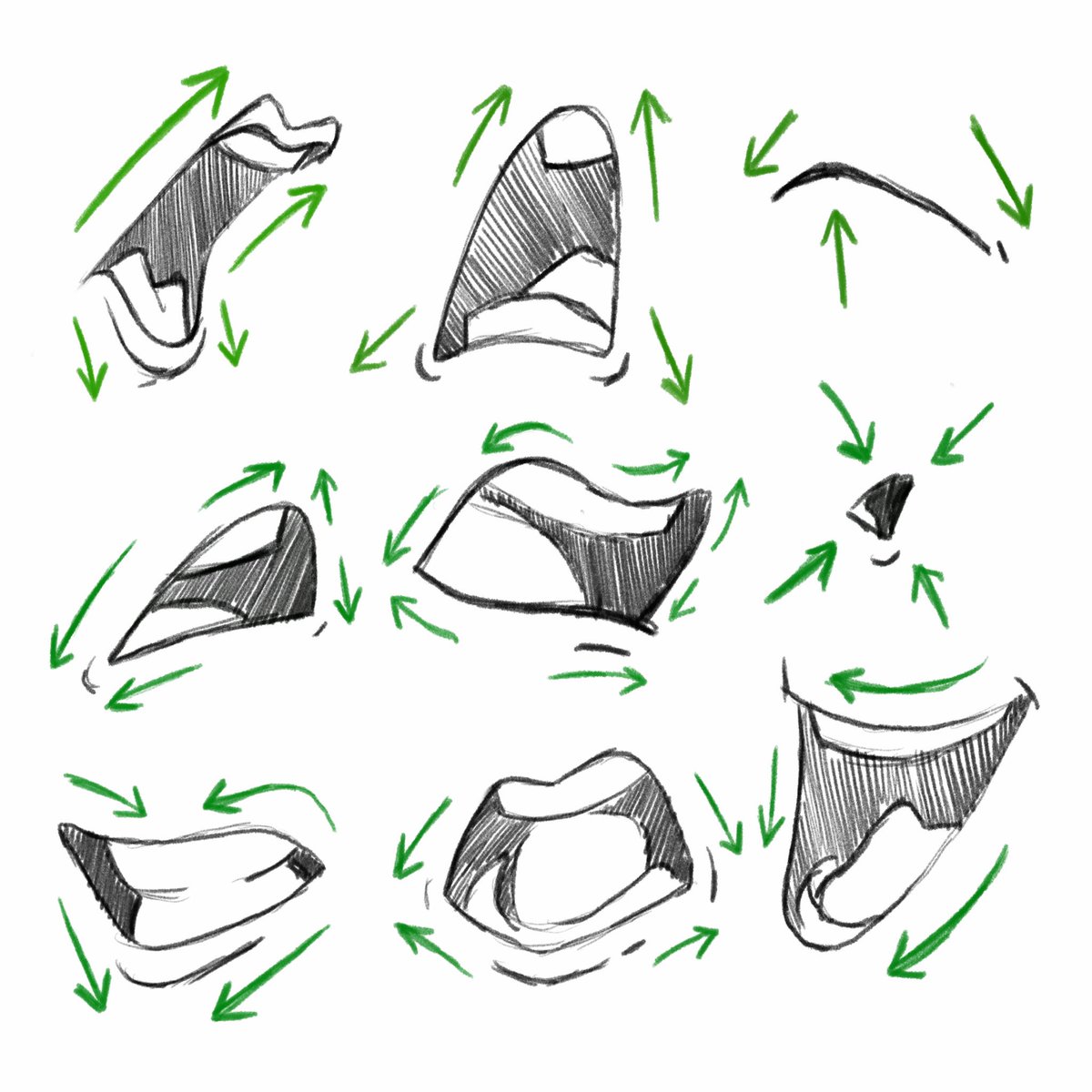 Also talking about pronounciation. Observe yourself and translate that to a drawing