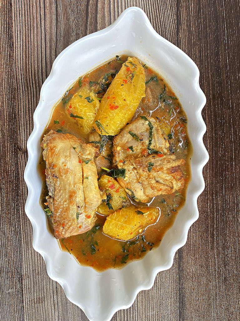Chicken pepper soup and Ripe plantain  🍲