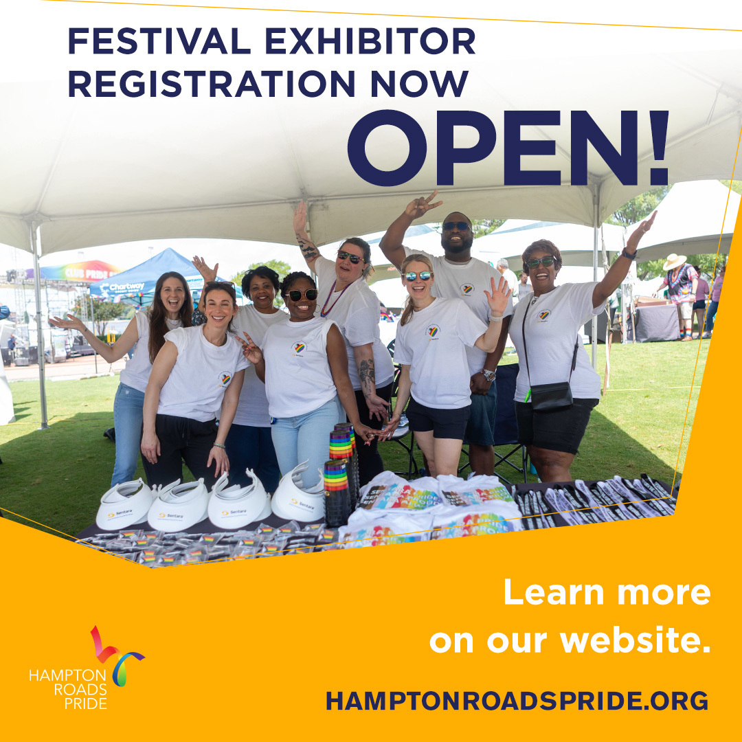 PrideFest Exhibitor Registration is  OPEN! Visit hamptonroadspride.org/vendors or click the link in our bio to register. 

#Hrpride #757pride #PrideFest2024registration #SeeYoulnJune #concert #family #LGBTQIAplus #gaypride #queerpride #transgenderpride #bisexualpride #Pride365