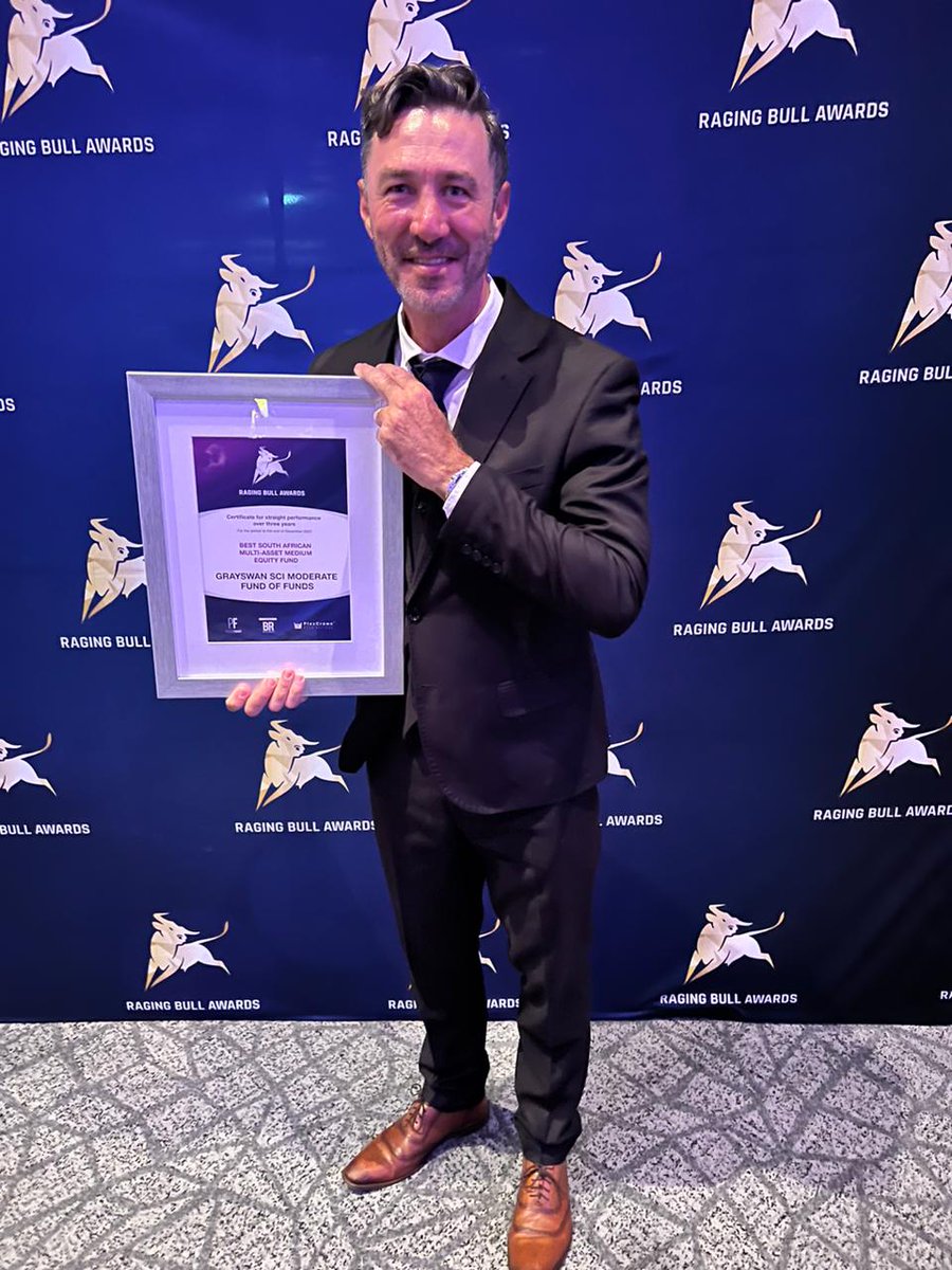 GraySwanZa's tweet photo. Our Swan Takes a Bull! 

Our Swan soared last night, winning a prestigious Raging Bull Award! The GraySwan SCI Moderate Fund of Funds won in the Best South African Multi-Asset Medium Equity Fund category.

#GraySwan
#RagingBullAwards https://t.co/D27aTPUAYl
